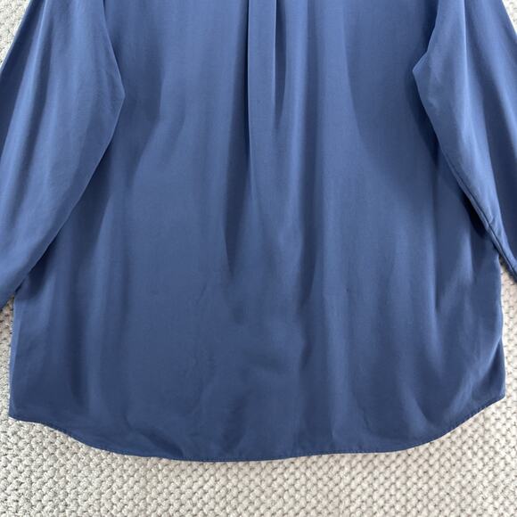 Uniqlo Top Womens XL Blue Rayon Button Front Long Sleeves Career - Picture 8 of 13
